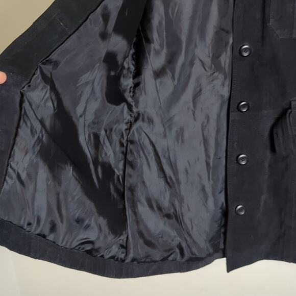 100% Genuine Leather Trench Style Lined Black Jacket Women's Size Large - Picture 7 of 13